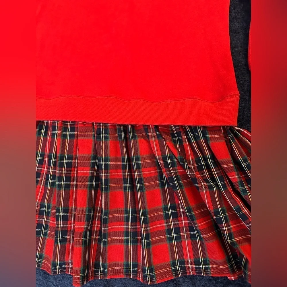 Polo by Ralph Lauren Red Hoodie with Plaid Skirt dress